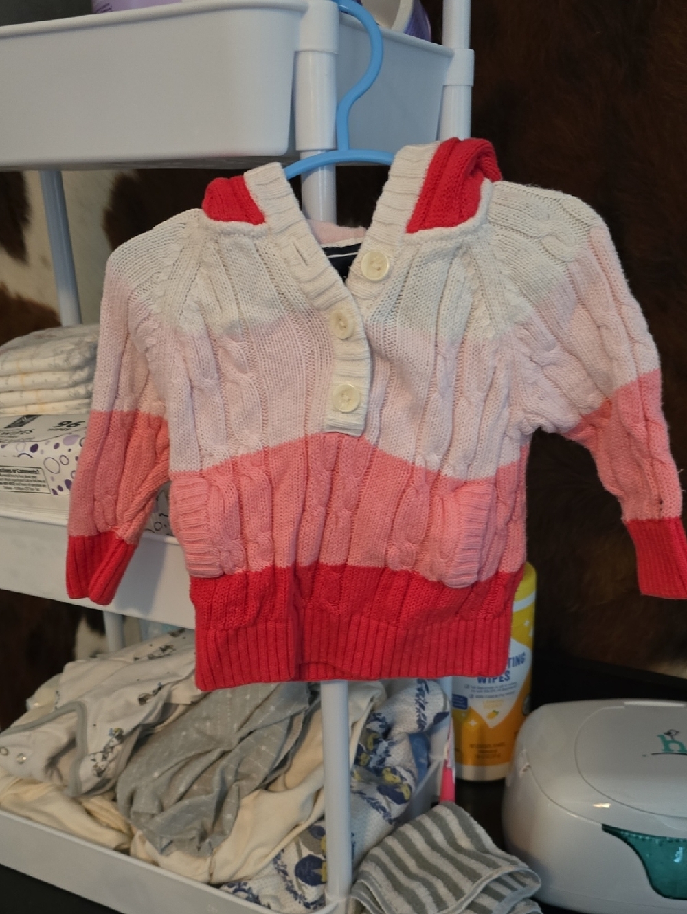 Tommy Hilfiger Pink and Red Striped Baby Cardigan